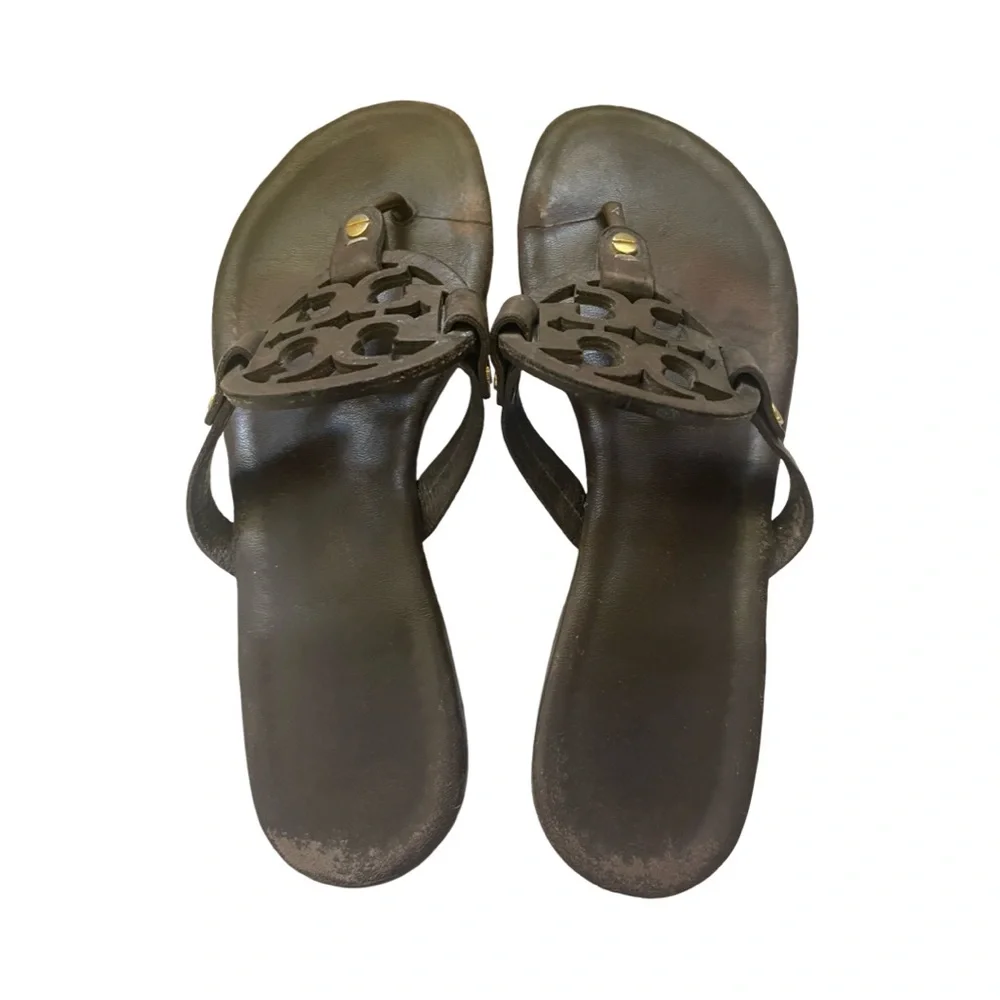 Brown Leather Sandals Tory Burch size 7.5 - Picture 3 of 4